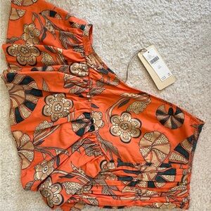 NWT- Anthropology One-Shoulder Top “Let Me Be” Floral crop top